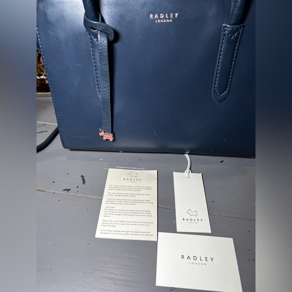 Radley London Navy Blue Leather Handbag - Picture 14 of 16